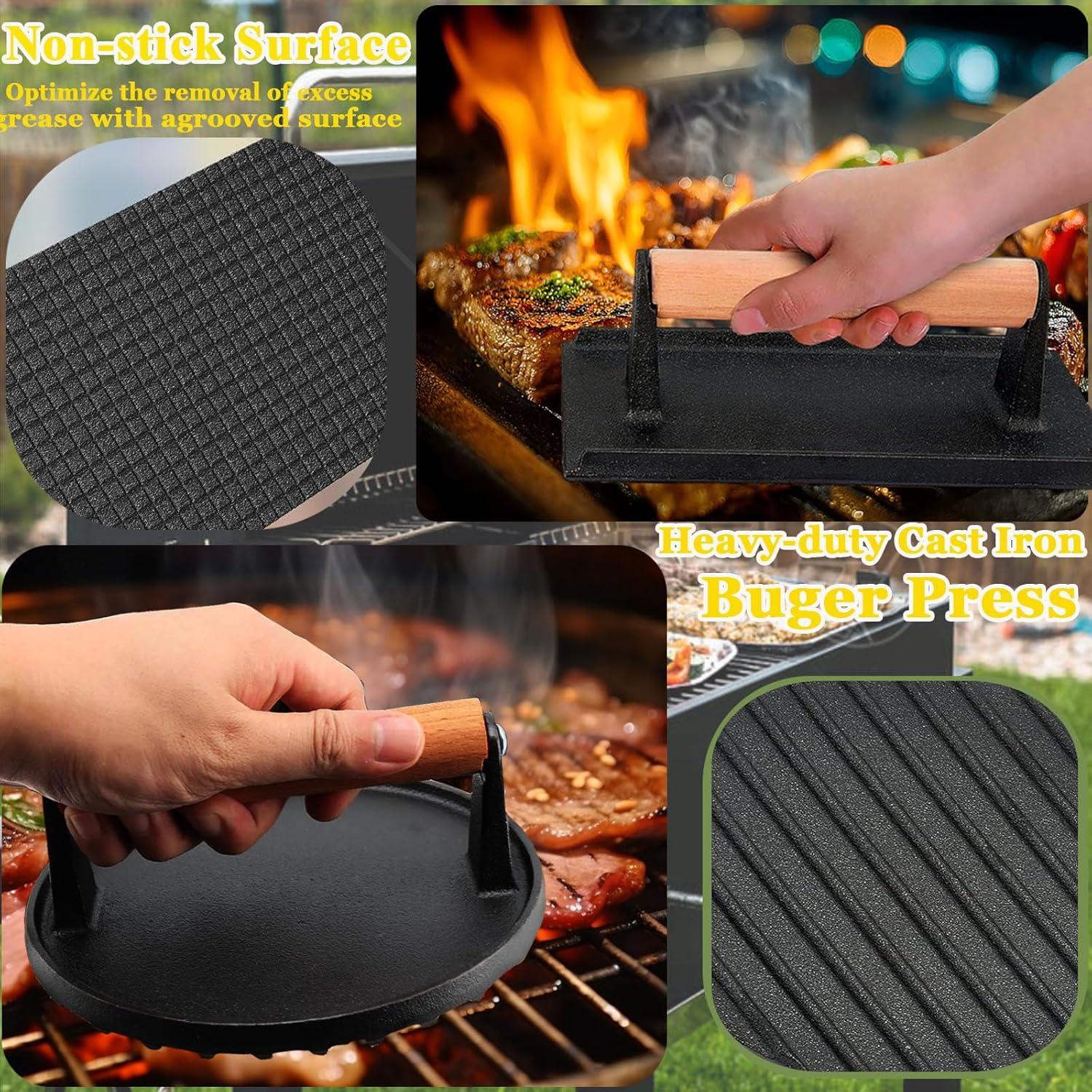 Juego de Prensa para Hamburguesas Vynpidu 6PCS Hierro Fundido