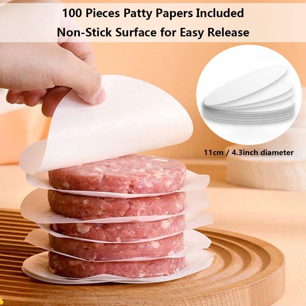 Prensa de Hamburguesas Junvaia con 100 Papeles Antiadherentes