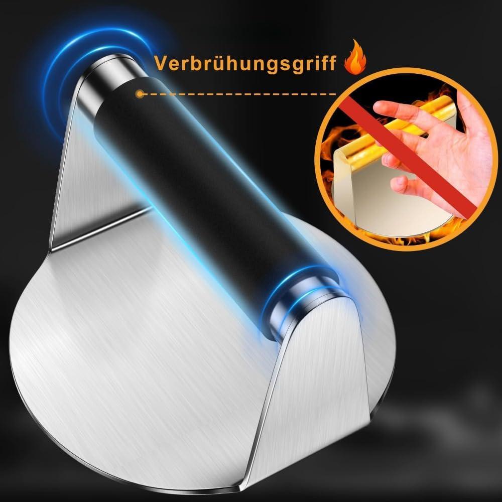 Prensa de Hamburguesas NVLIKNA Acero Inoxidable 13.97 cm Antiadherente