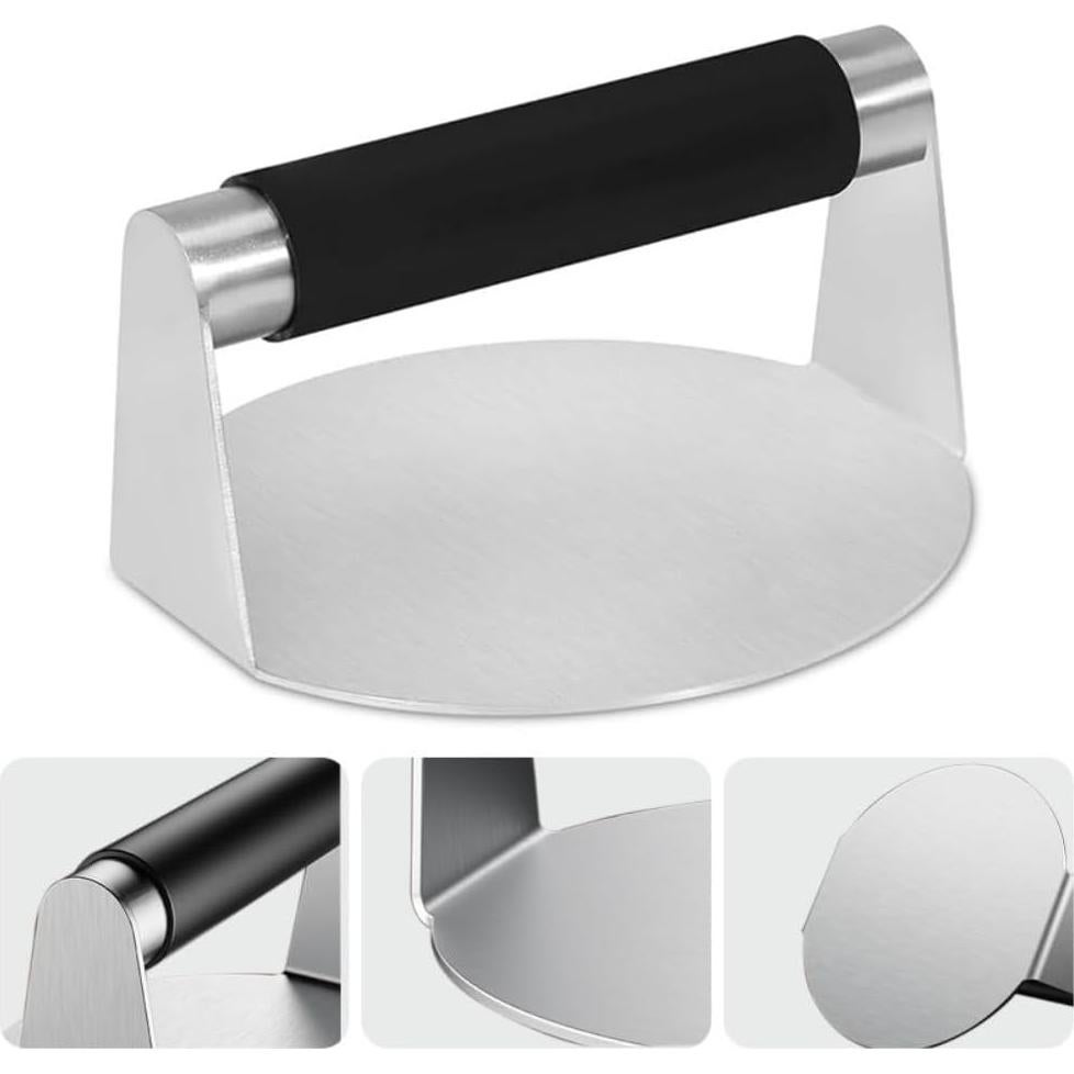 Prensa de Hamburguesas NVLIKNA Acero Inoxidable 13.97 cm Antiadherente