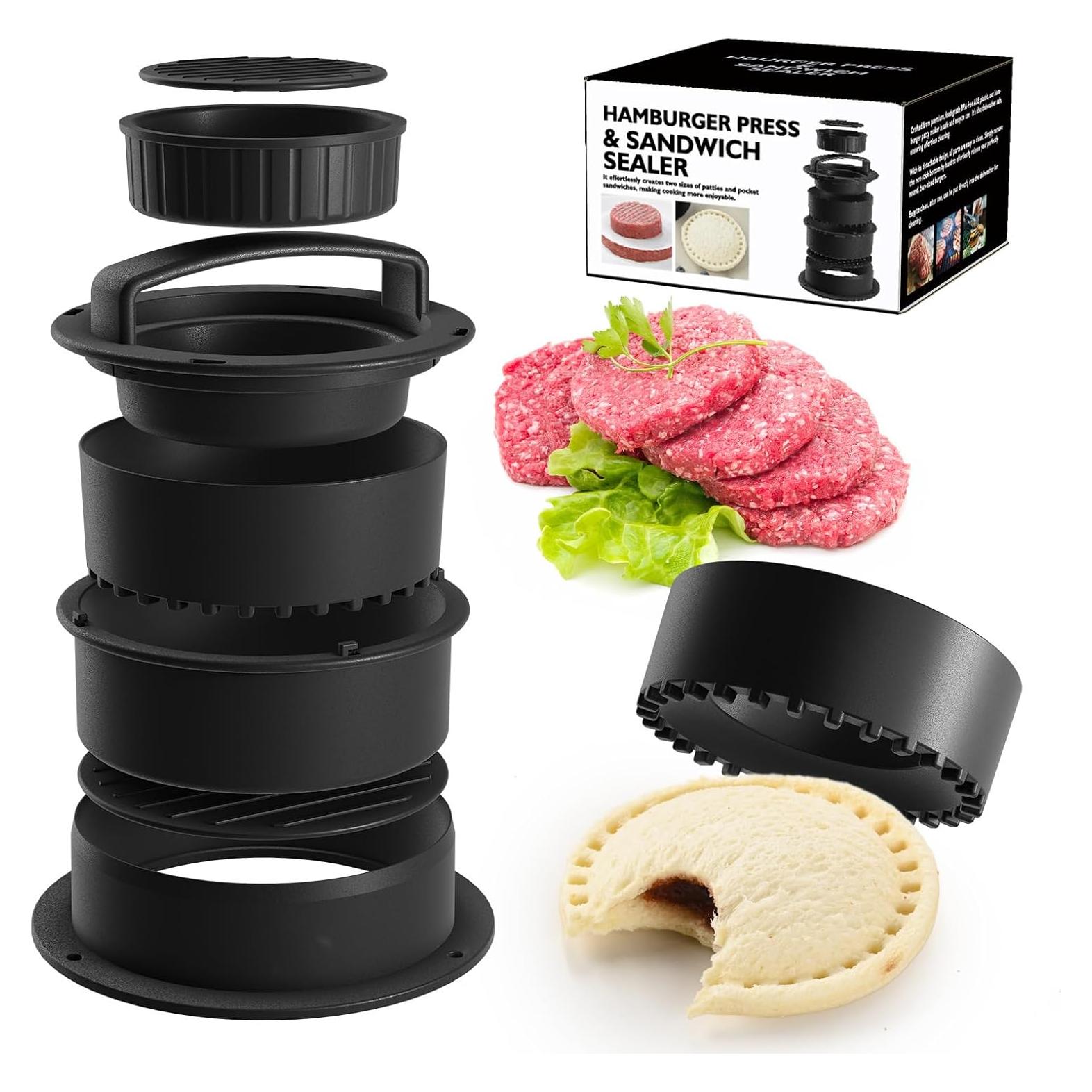 Prensa de Hamburguesas 4 en 1 Fvbber con 100 Papeles Antiadherentes