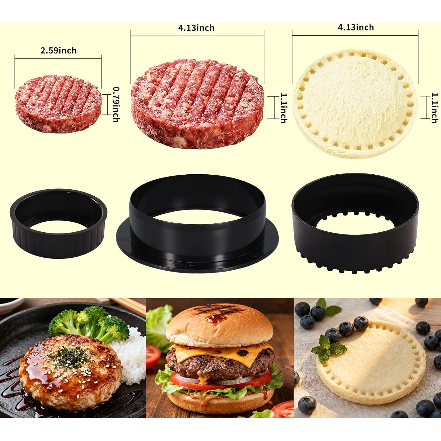 Prensa de Hamburguesas 4 en 1 Fvbber con 100 Papeles Antiadherentes