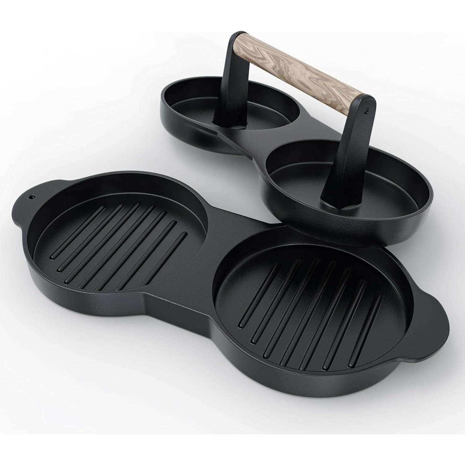 Prensa de Hamburguesas Doble KEESHA de Hierro Fundido 10.9 cm