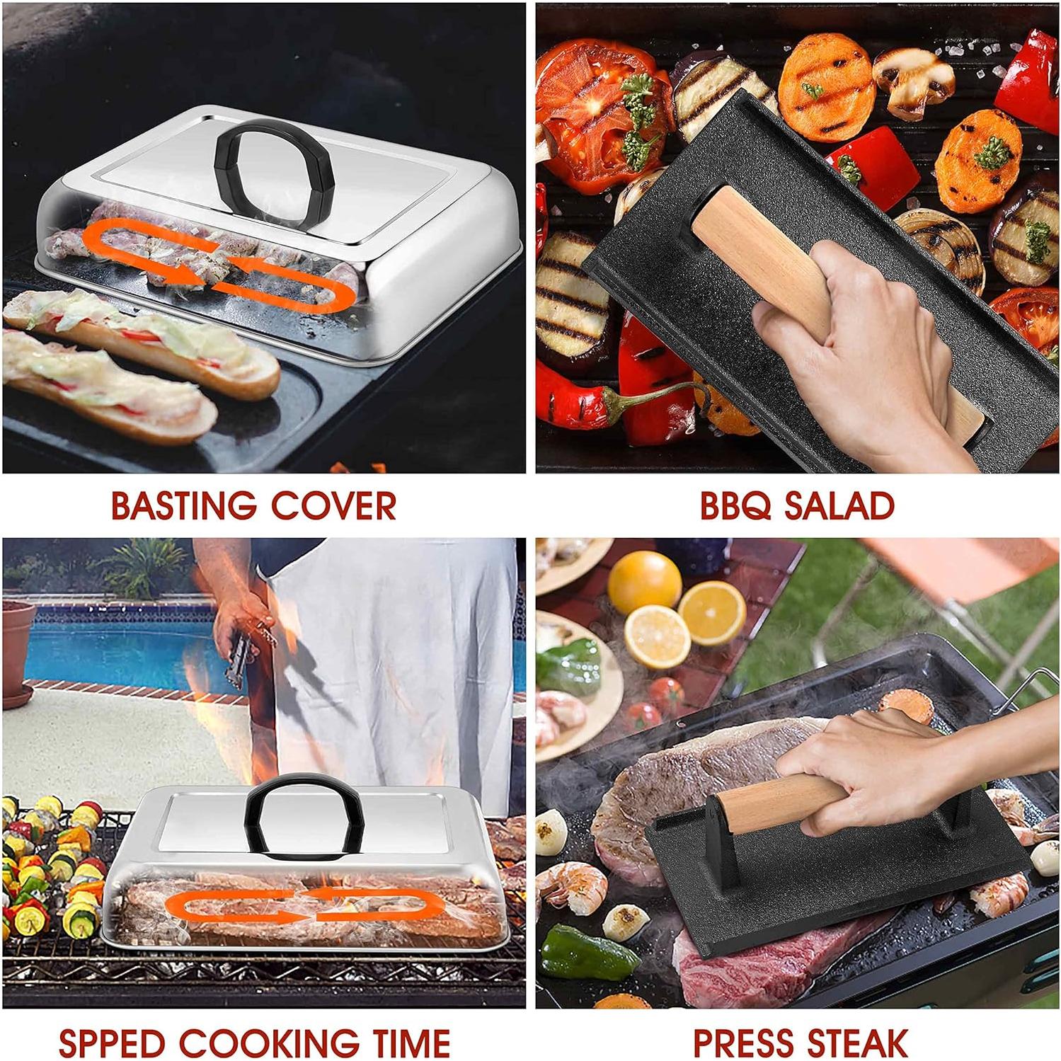 Dome de Derretimiento 33x24.8cm y Prensa de Hamburguesas 20.3x10.2cm HaSteeL