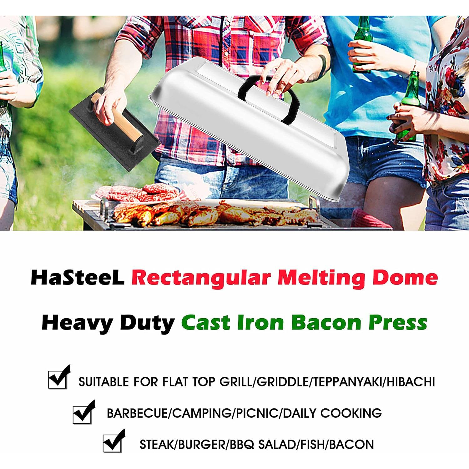 Dome de Derretimiento 33x24.8cm y Prensa de Hamburguesas 20.3x10.2cm HaSteeL