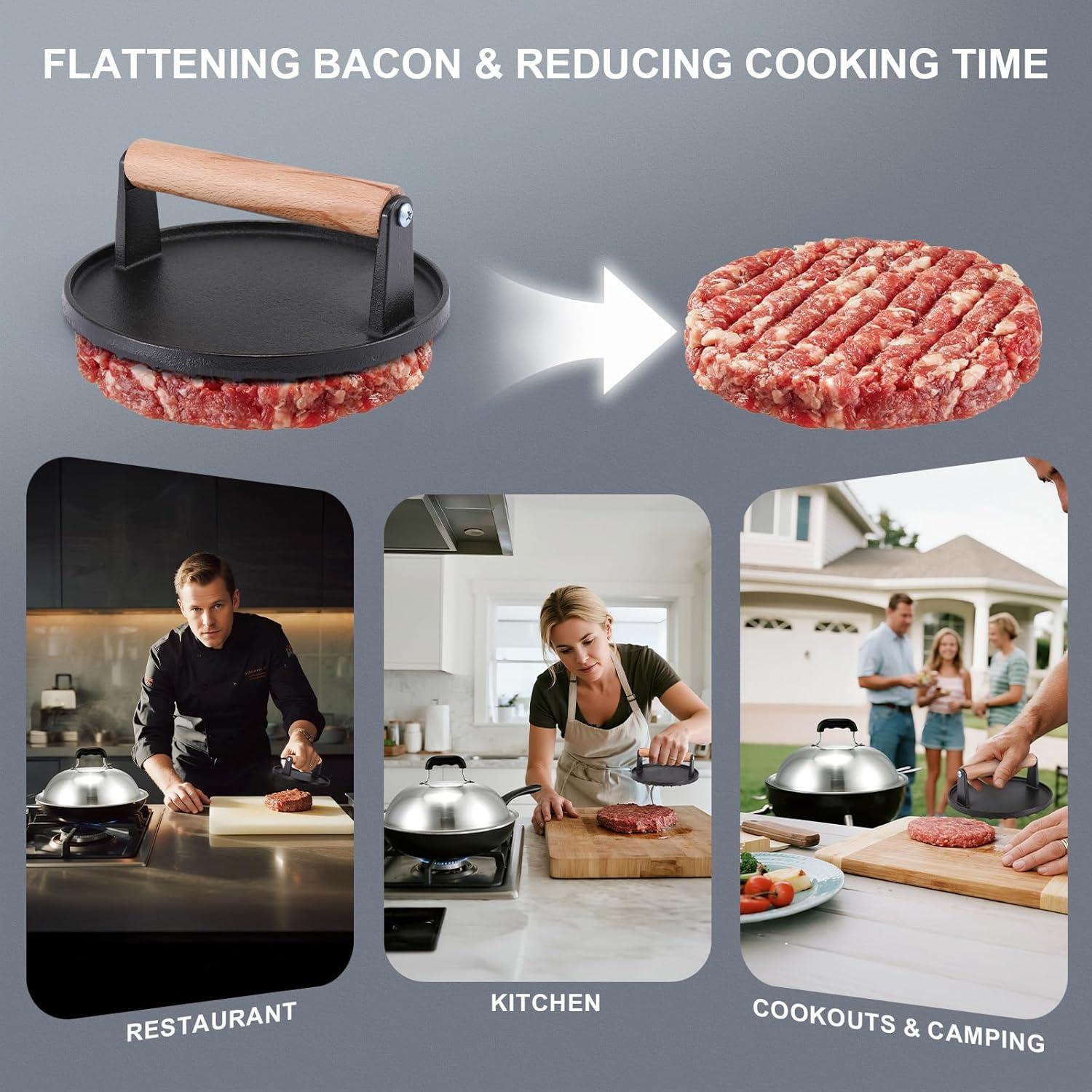 Kit de Accesorios para Plancha Blackstone - Prensa de Hamburguesas y Campana de 31.75 cm