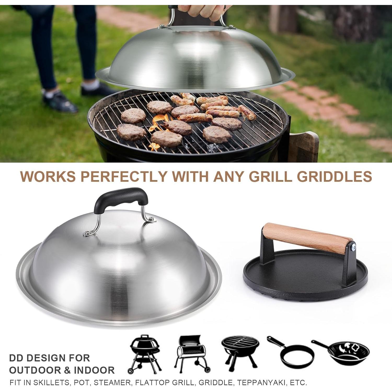 Kit de Accesorios para Plancha Blackstone - Prensa de Hamburguesas y Campana de 31.75 cm