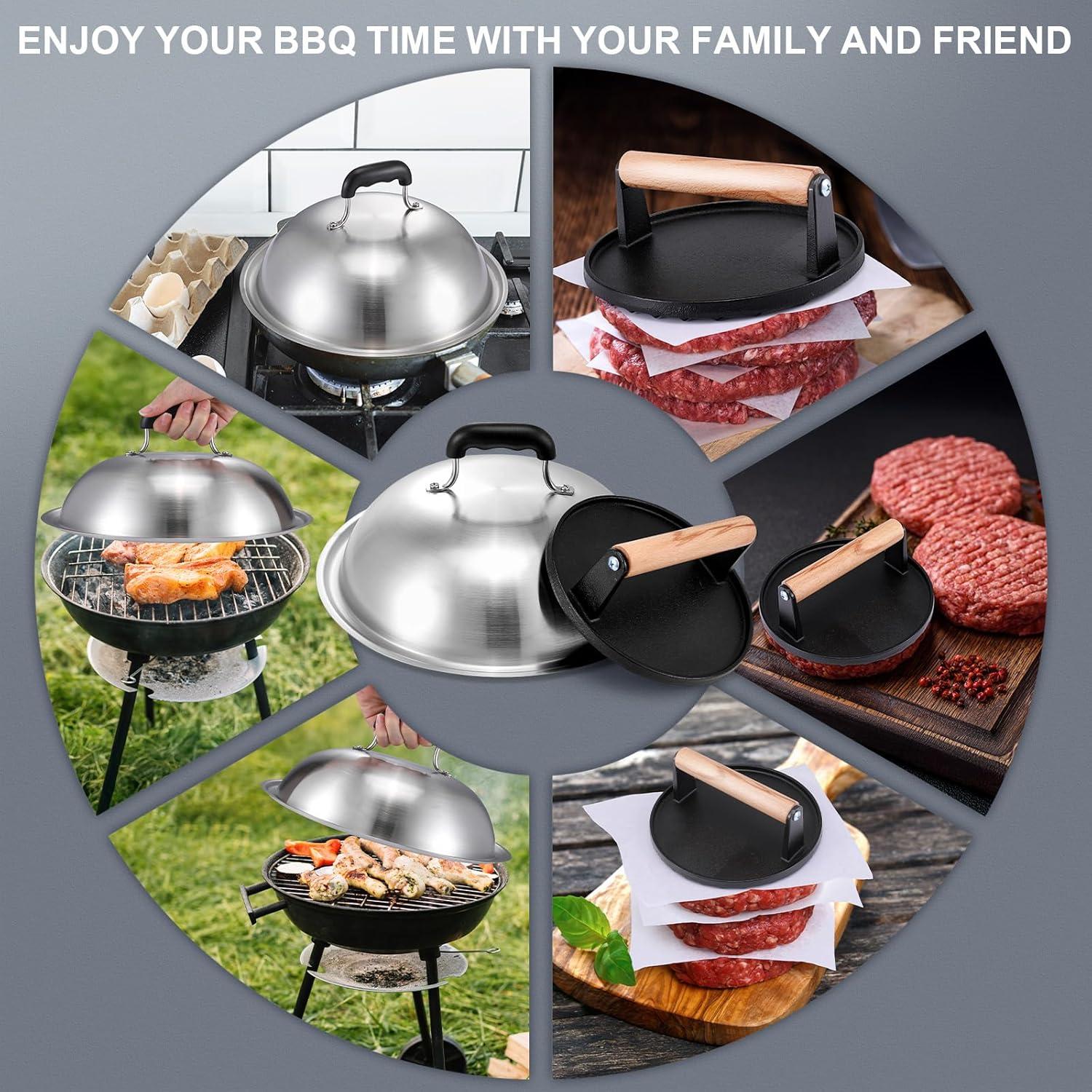 Kit de Accesorios para Plancha Blackstone - Prensa de Hamburguesas y Campana de 31.75 cm