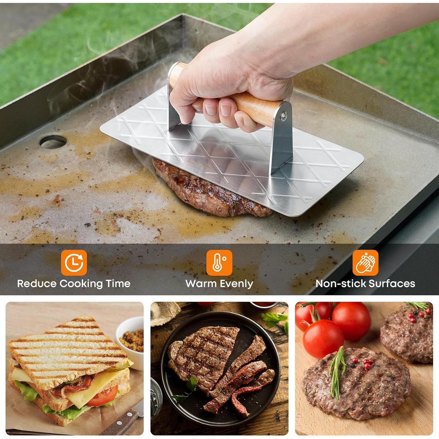 Prensa de Hamburguesas Stanbroil Acero Inoxidable 22.86x11.43cm