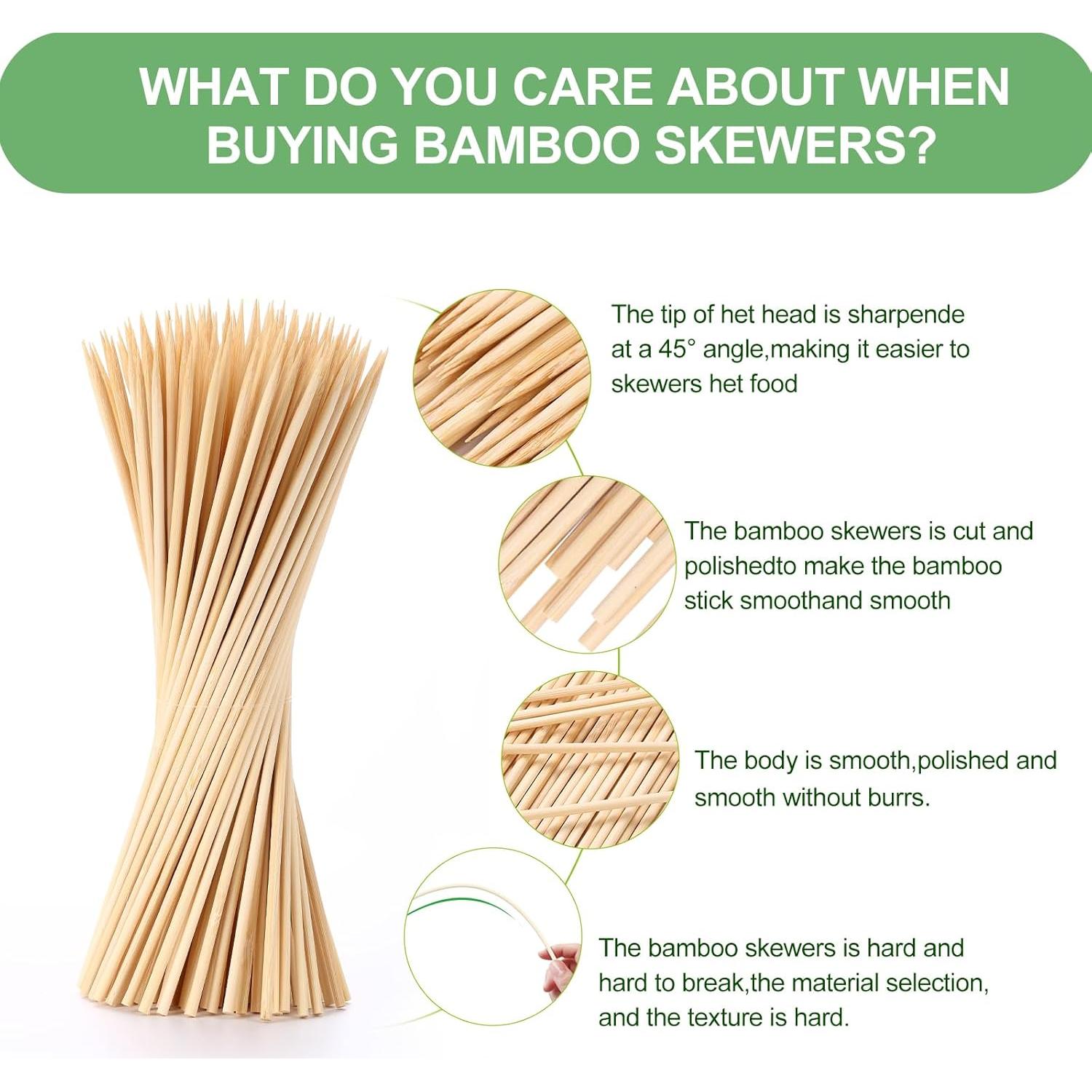 HOSSIAN 150 Palitos de Bambú Natural 15.24 cm para Aperitivos