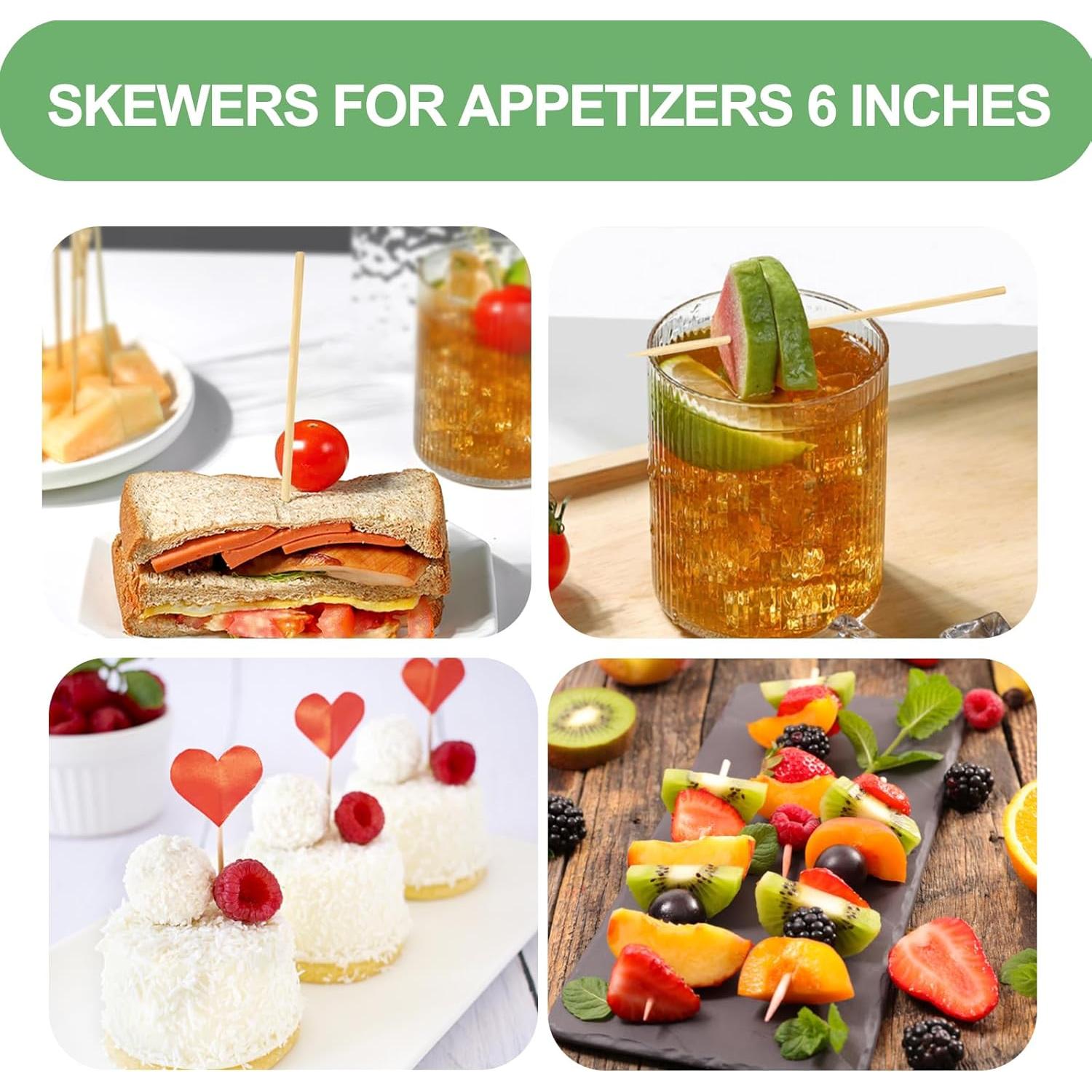 HOSSIAN 150 Palitos de Bambú Natural 15.24 cm para Aperitivos