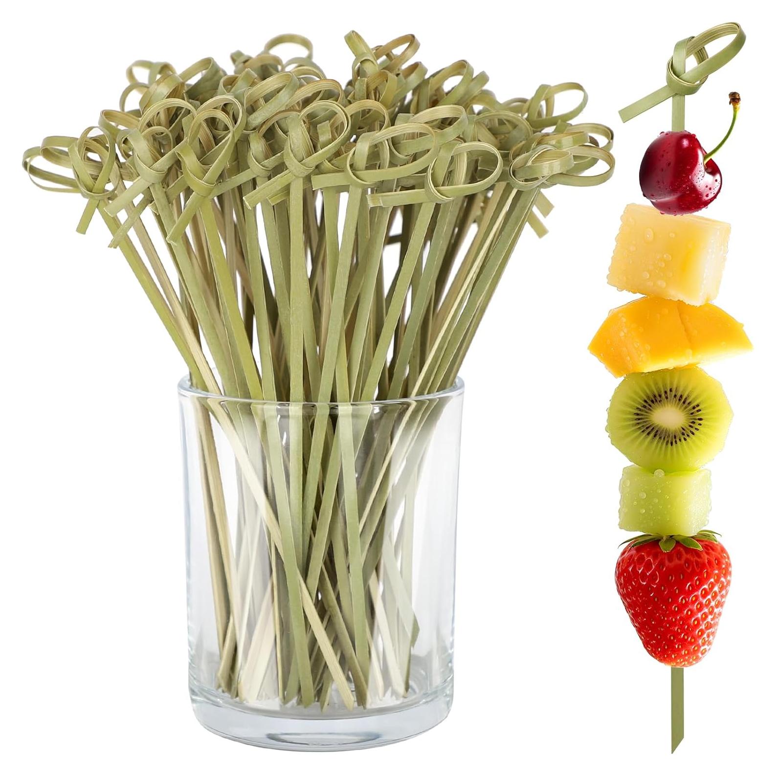 200 Palillos de Cóctel de Bambú con Nudo 15.24 cm - DOUDOULE