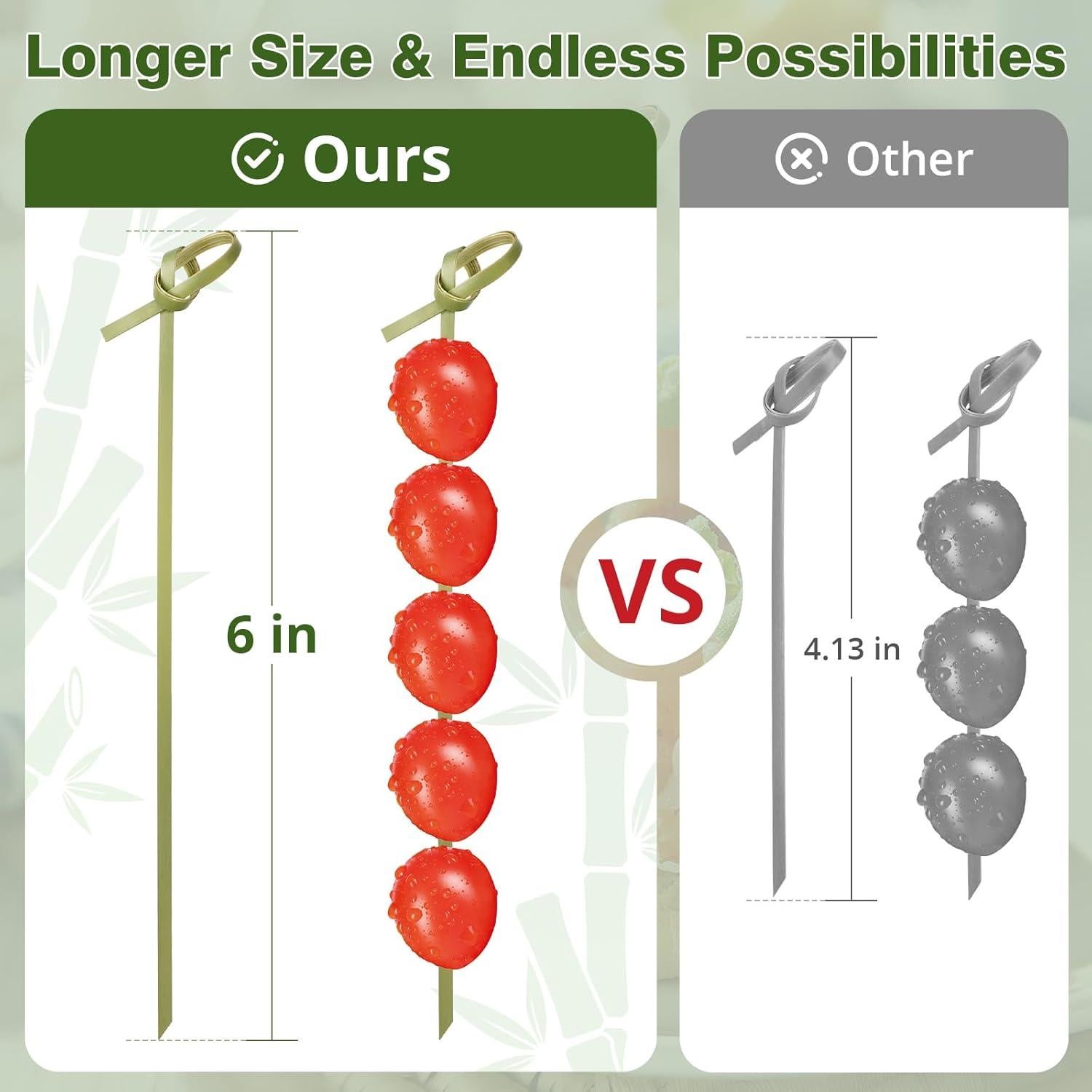 200 Palillos de Cóctel de Bambú con Nudo 15.24 cm - DOUDOULE