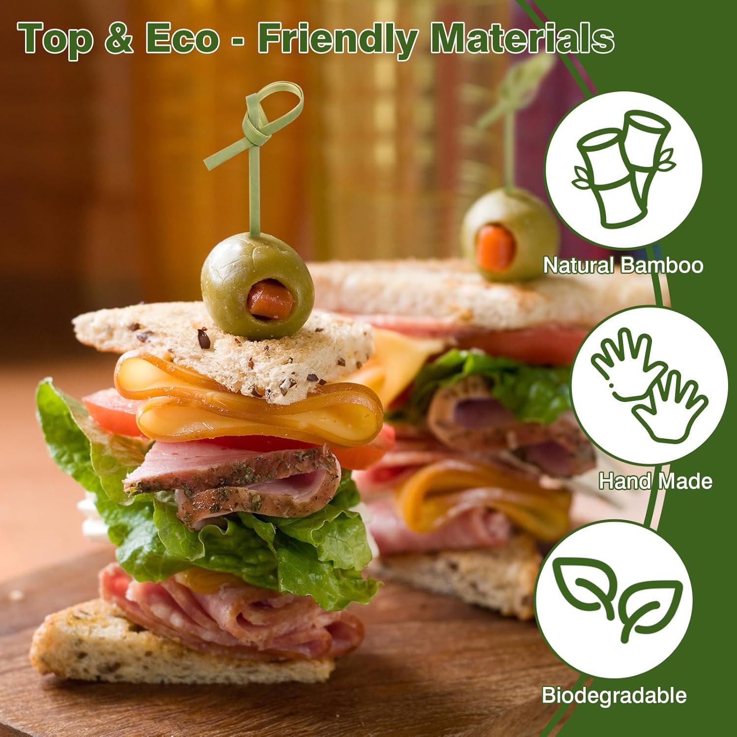 200 Palillos de Cóctel de Bambú con Nudo 15.24 cm - DOUDOULE