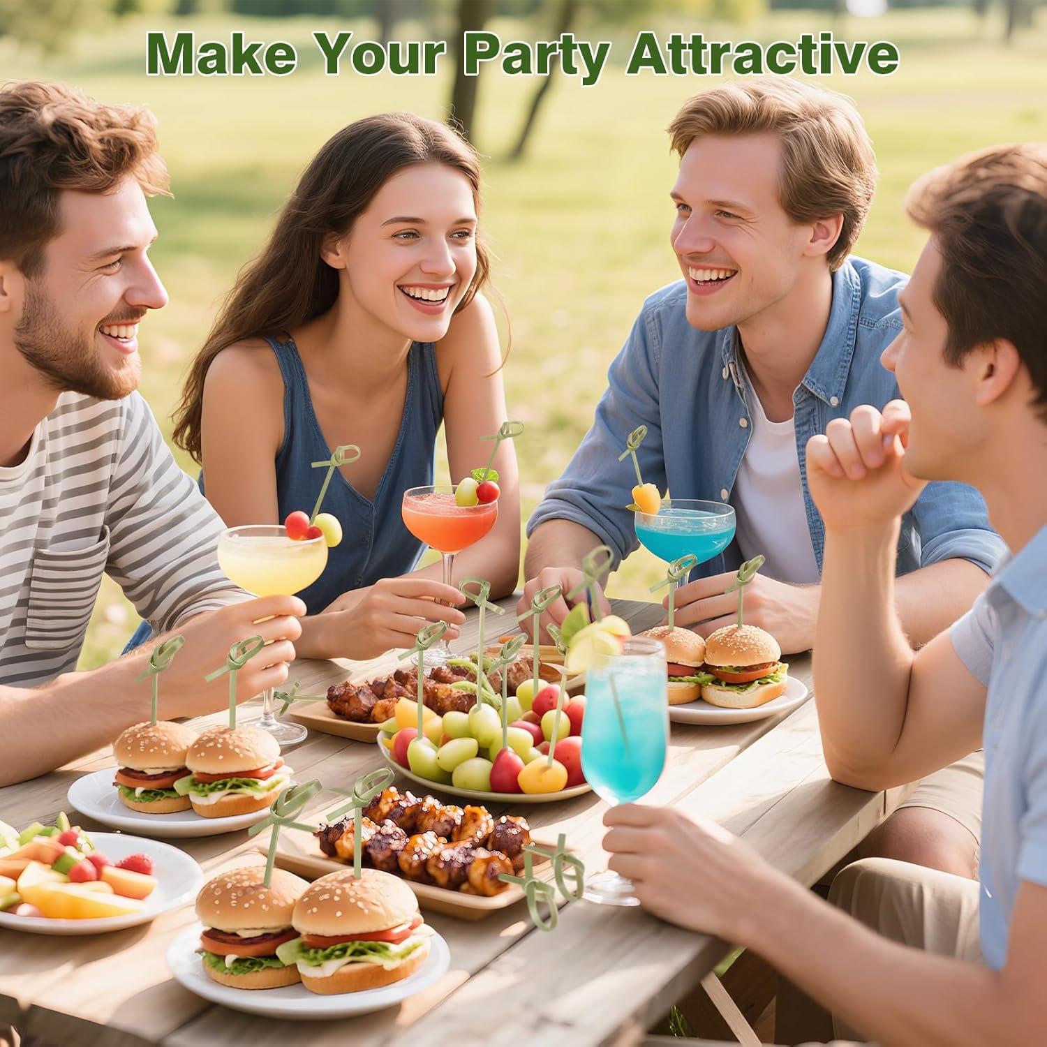 200 Palillos de Cóctel de Bambú con Nudo 15.24 cm - DOUDOULE