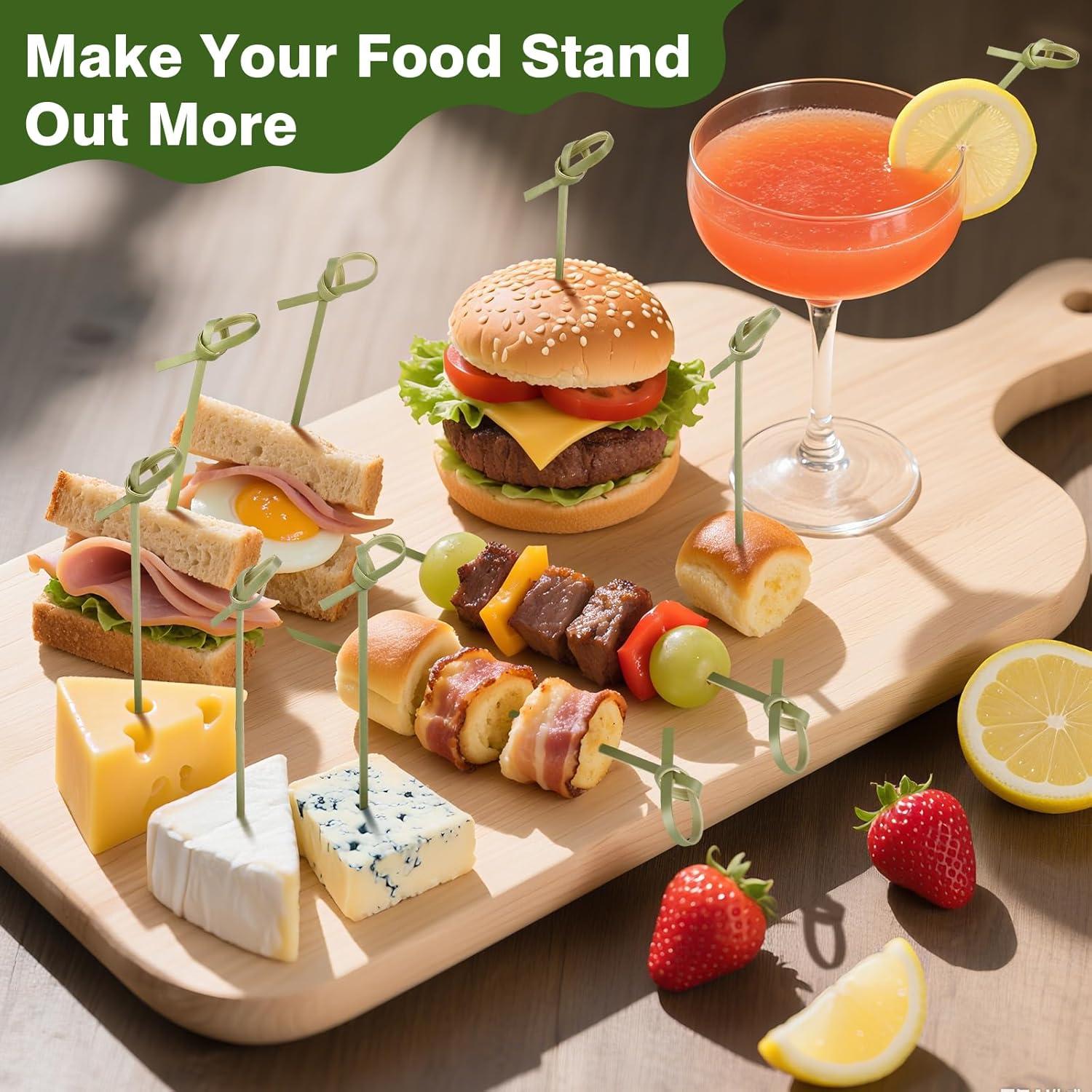 200 Palillos de Cóctel de Bambú con Nudo 15.24 cm - DOUDOULE