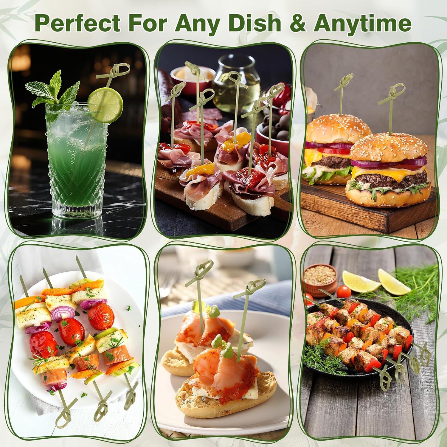 200 Palillos de Cóctel de Bambú con Nudo 15.24 cm - DOUDOULE