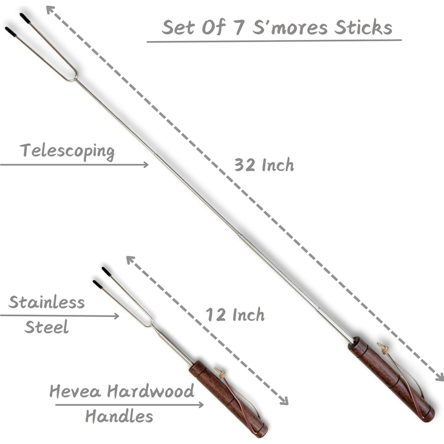 Juego de 7 Palitos Telescópicos para S'mores SUMPRI