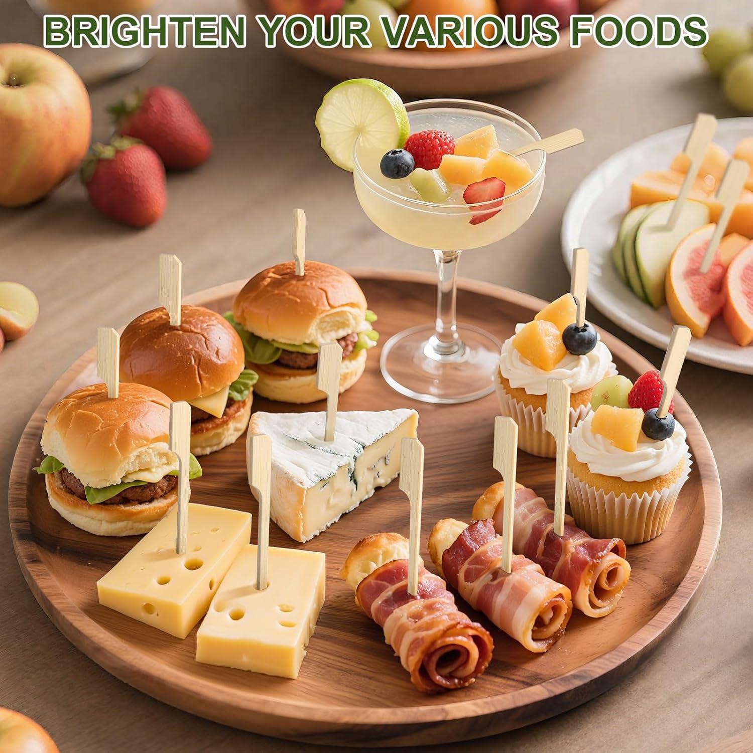 200 Palillos de Cóctel de Bambú 8.9 cm para Aperitivos