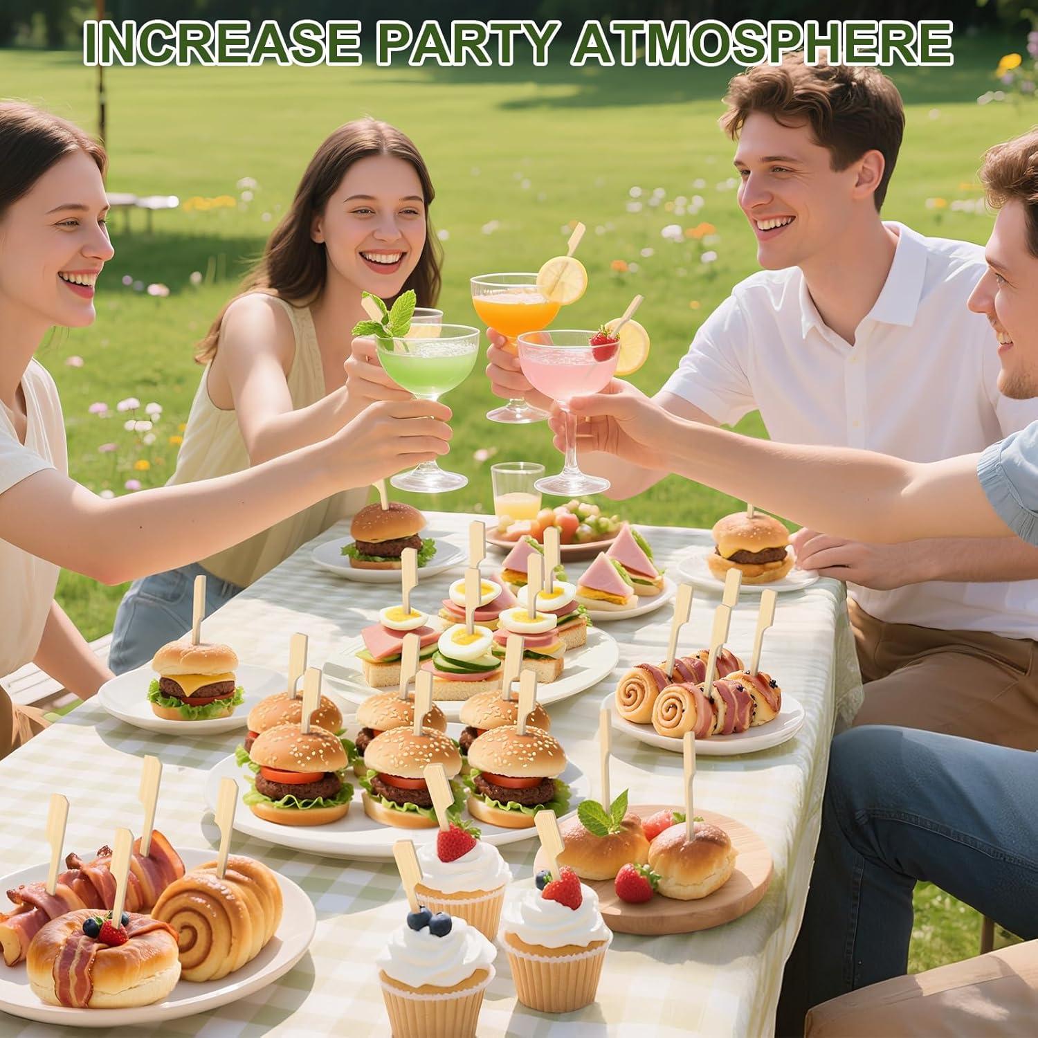 200 Palillos de Cóctel de Bambú 8.9 cm para Aperitivos