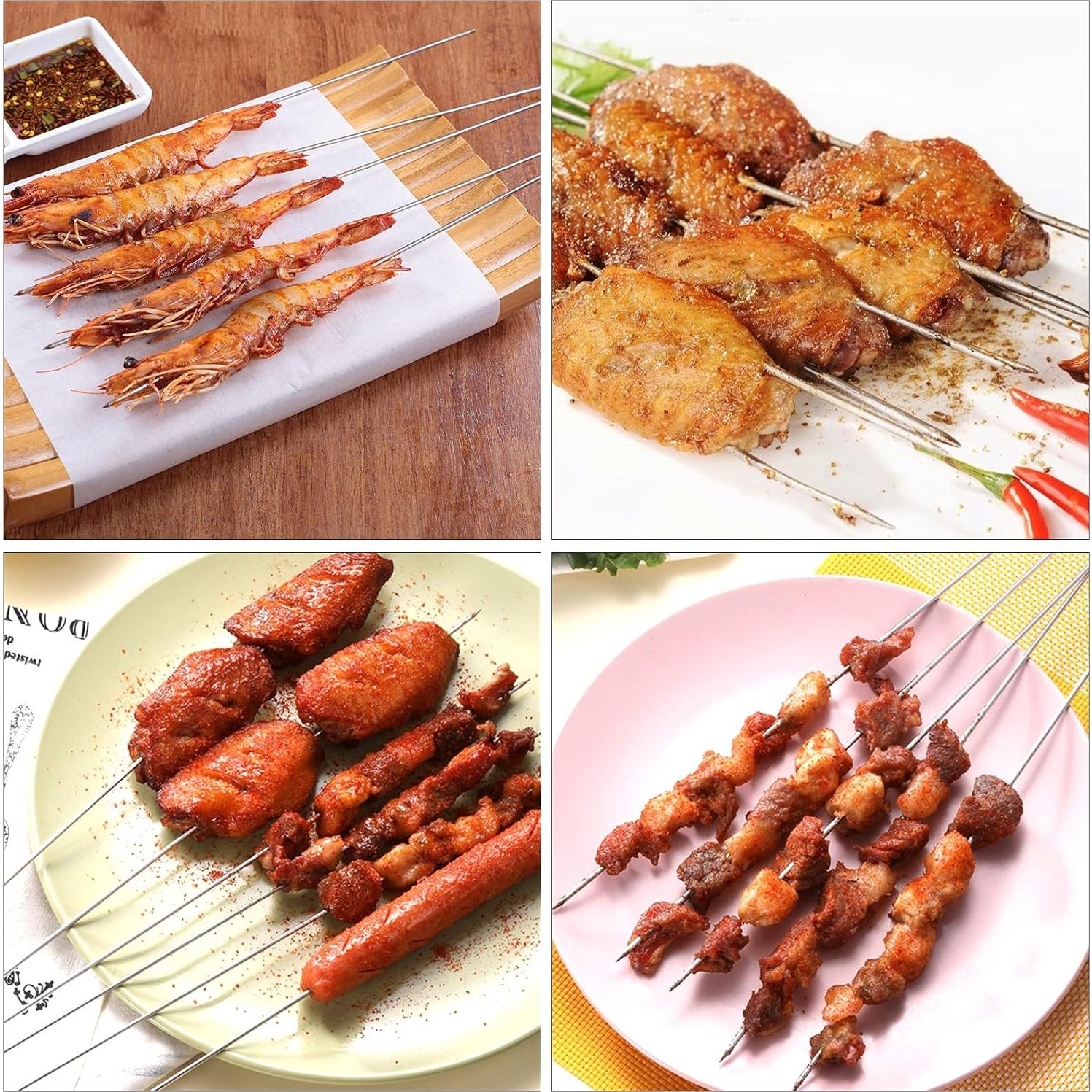 Pinchos de Acero Inoxidable ZEAYEA 200 Pcs 34 cm para BBQ