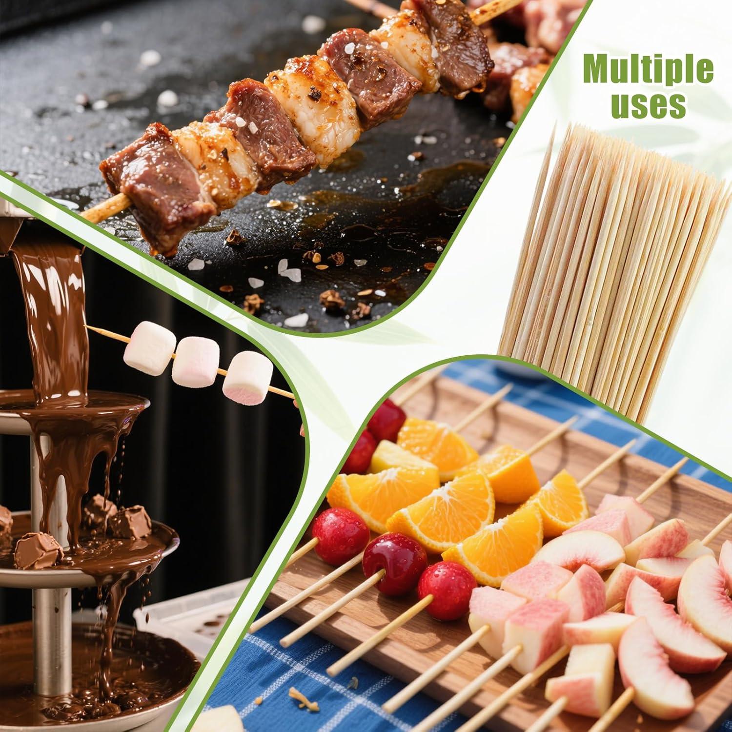 200 Brochetas de Bambú 30.48 cm Aerisque para BBQ y Fiesta