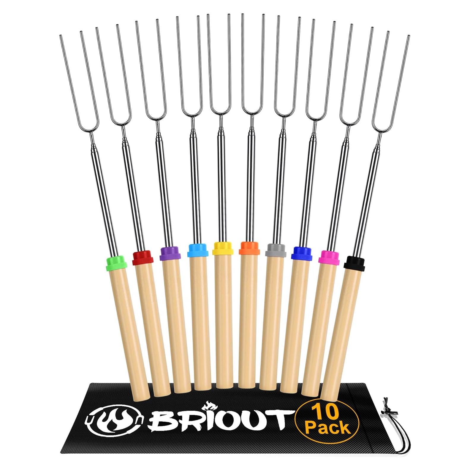 Palos de Asar Malvaviscos Briout Acero Inoxidable 81 cm - 10 Piezas