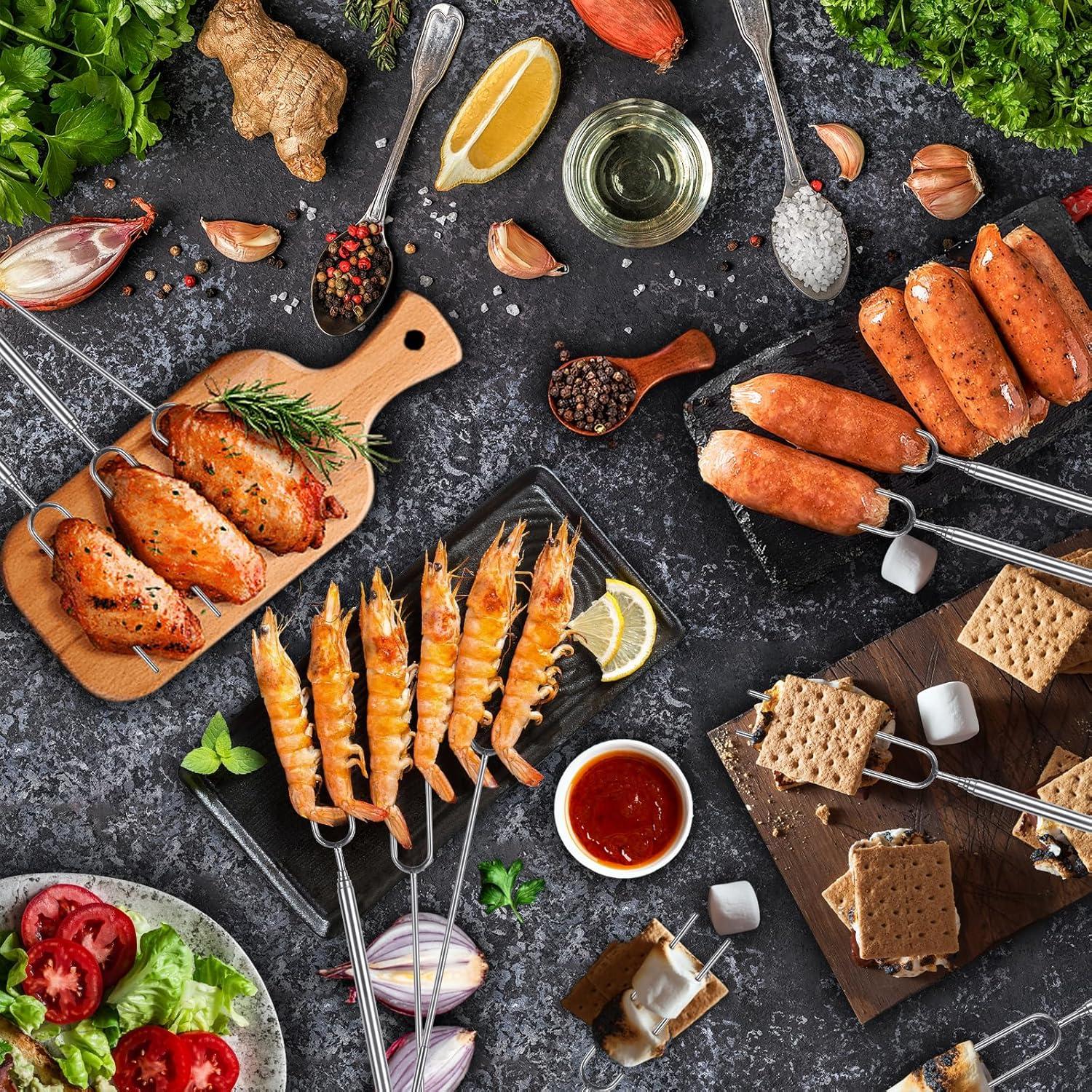 Palos de Asar Malvaviscos Briout Acero Inoxidable 81 cm - 10 Piezas