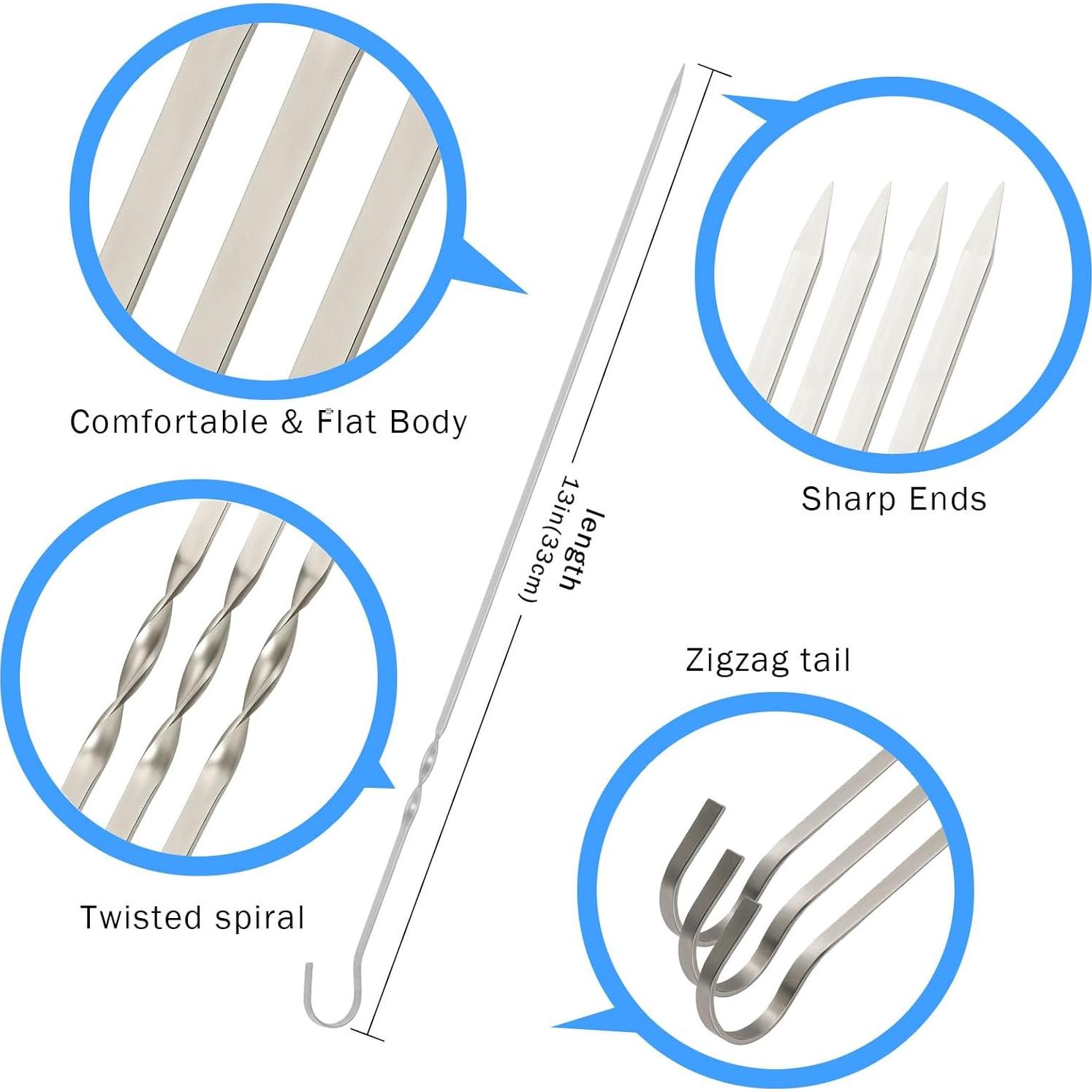 Set de 12 Pinchos de Metal Inoxidable Yolmooat 35.56 cm