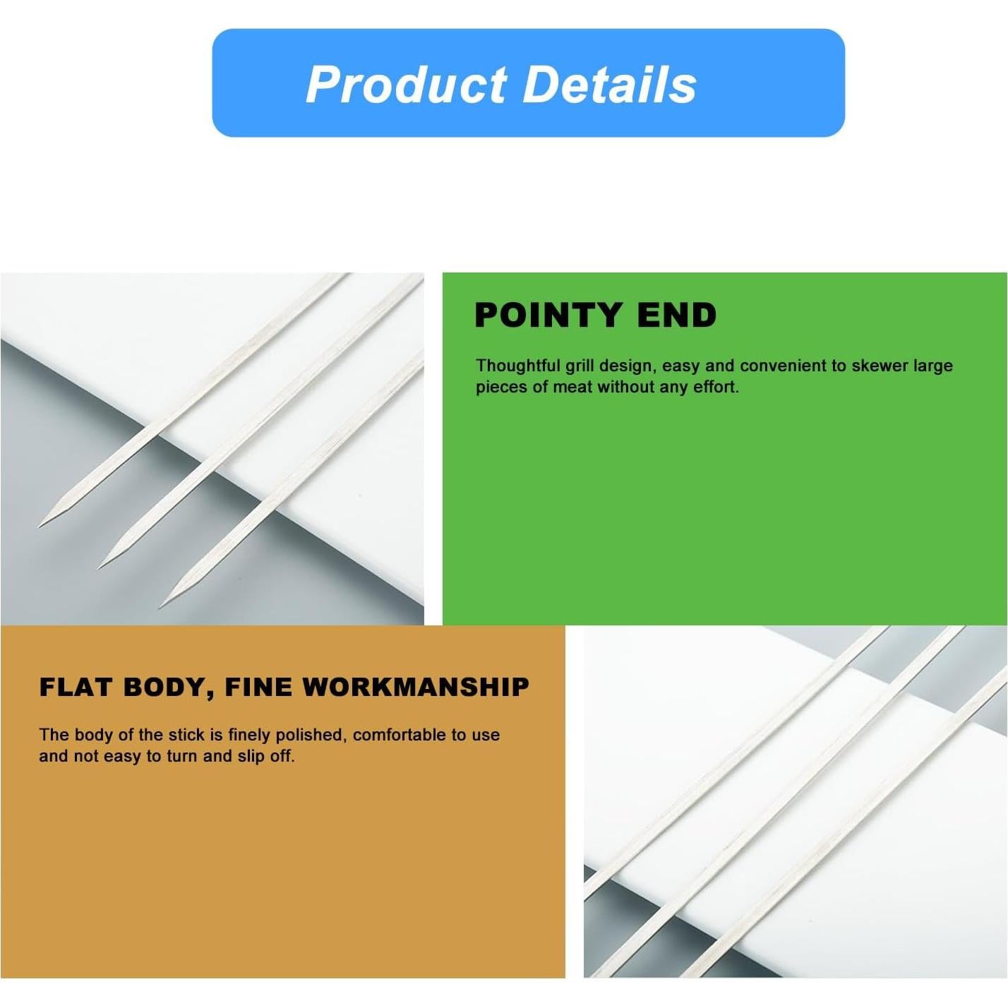 Set de 12 Pinchos de Metal Inoxidable Yolmooat 35.56 cm