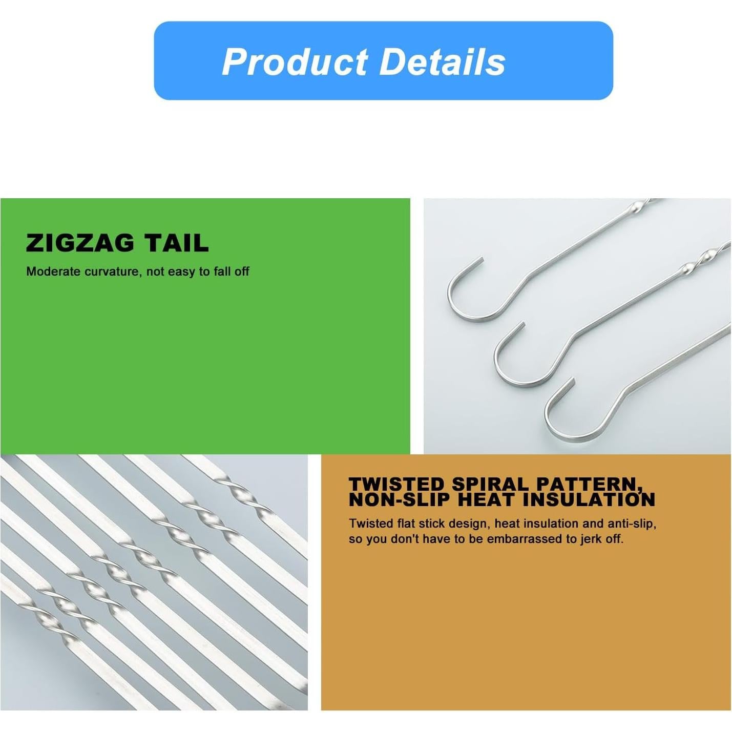 Set de 12 Pinchos de Metal Inoxidable Yolmooat 35.56 cm