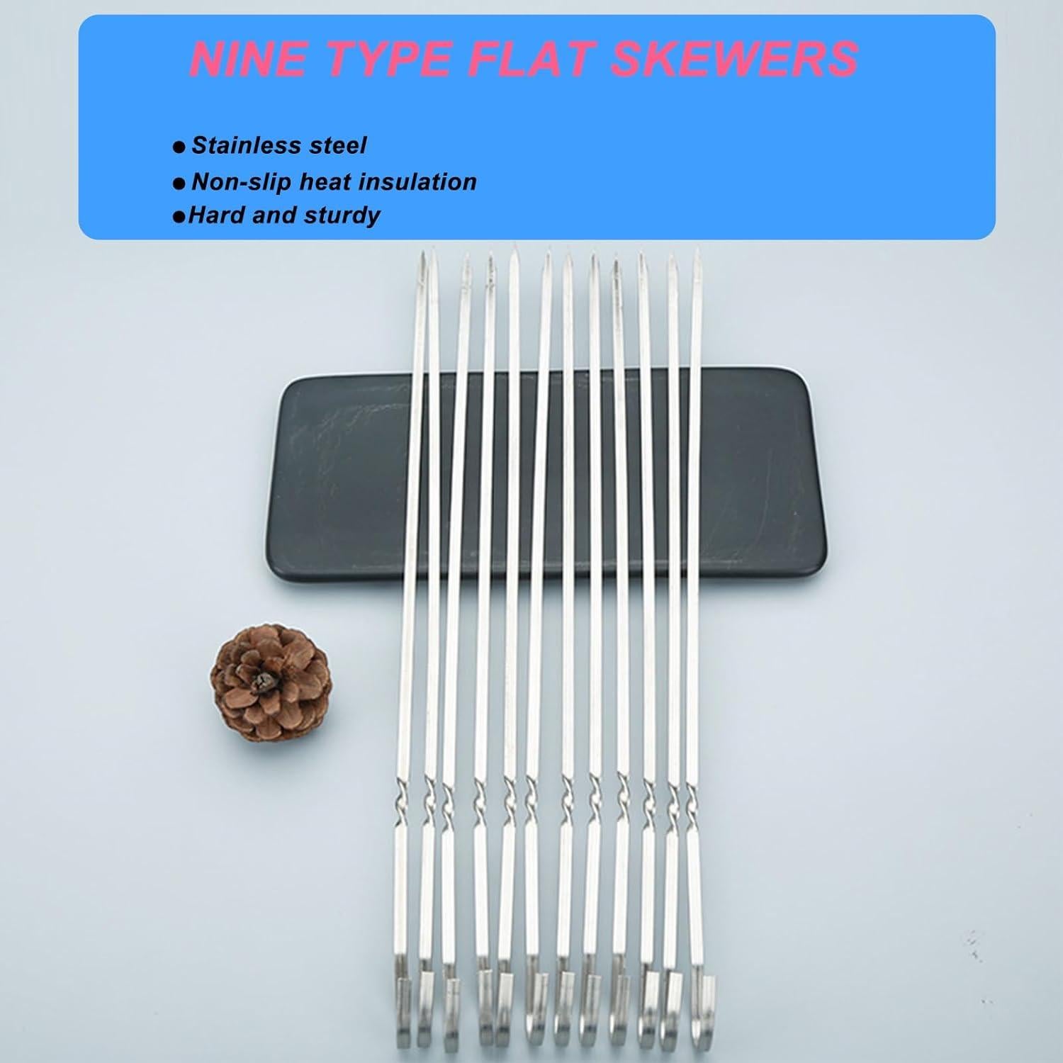 Set de 12 Pinchos de Metal Inoxidable Yolmooat 35.56 cm