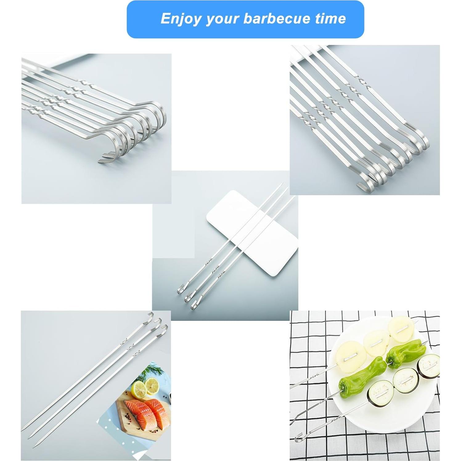 Set de 12 Pinchos de Metal Inoxidable Yolmooat 35.56 cm