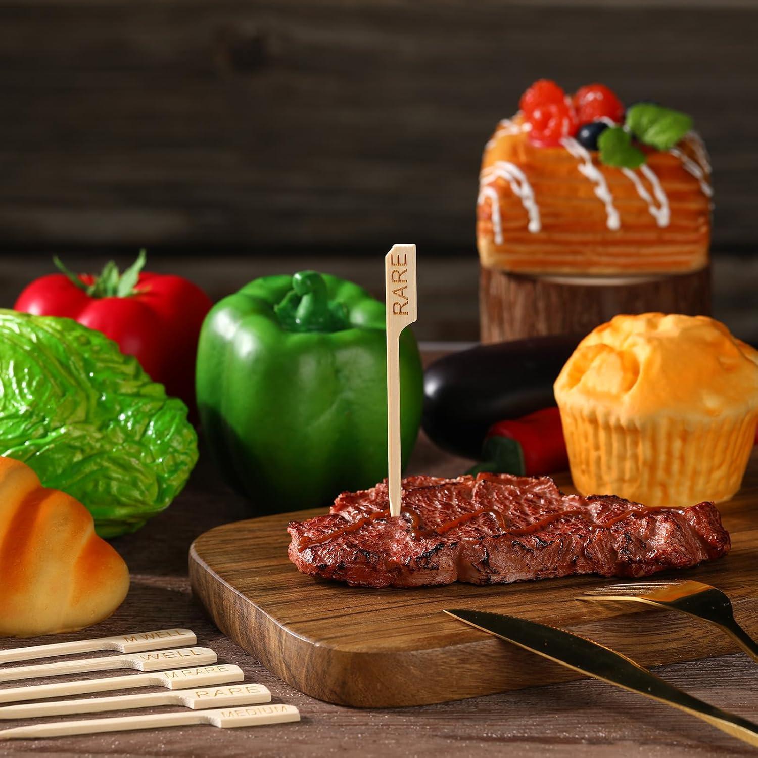 200 Palitos Marcadores de Carne de Bambú Thyle 10 cm Asortidos