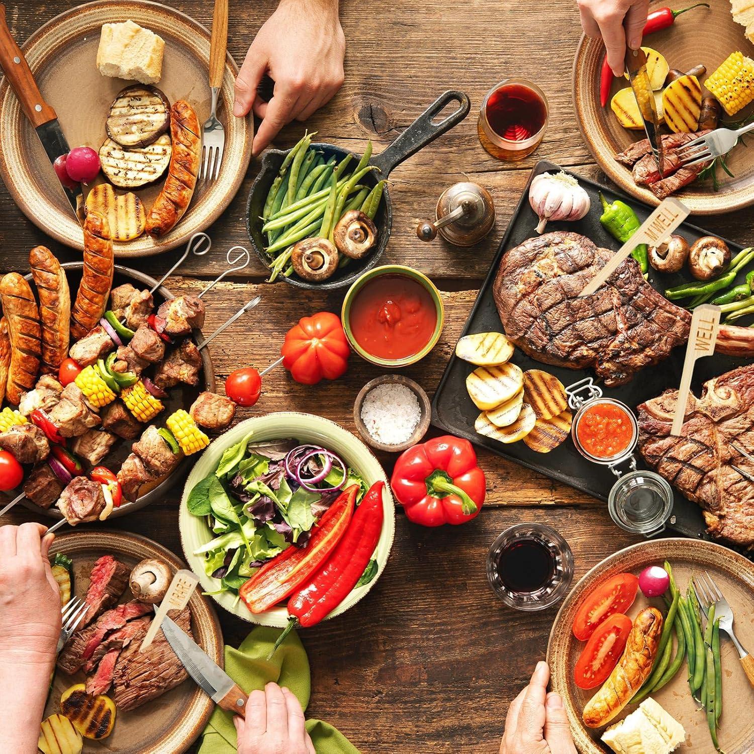 200 Palitos Marcadores de Carne de Bambú Thyle 10 cm Asortidos