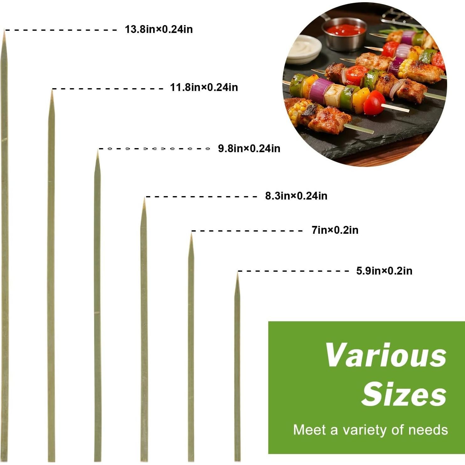 200 Palitos de Bambú Planos 30 cm TOXINYUAN para Asar