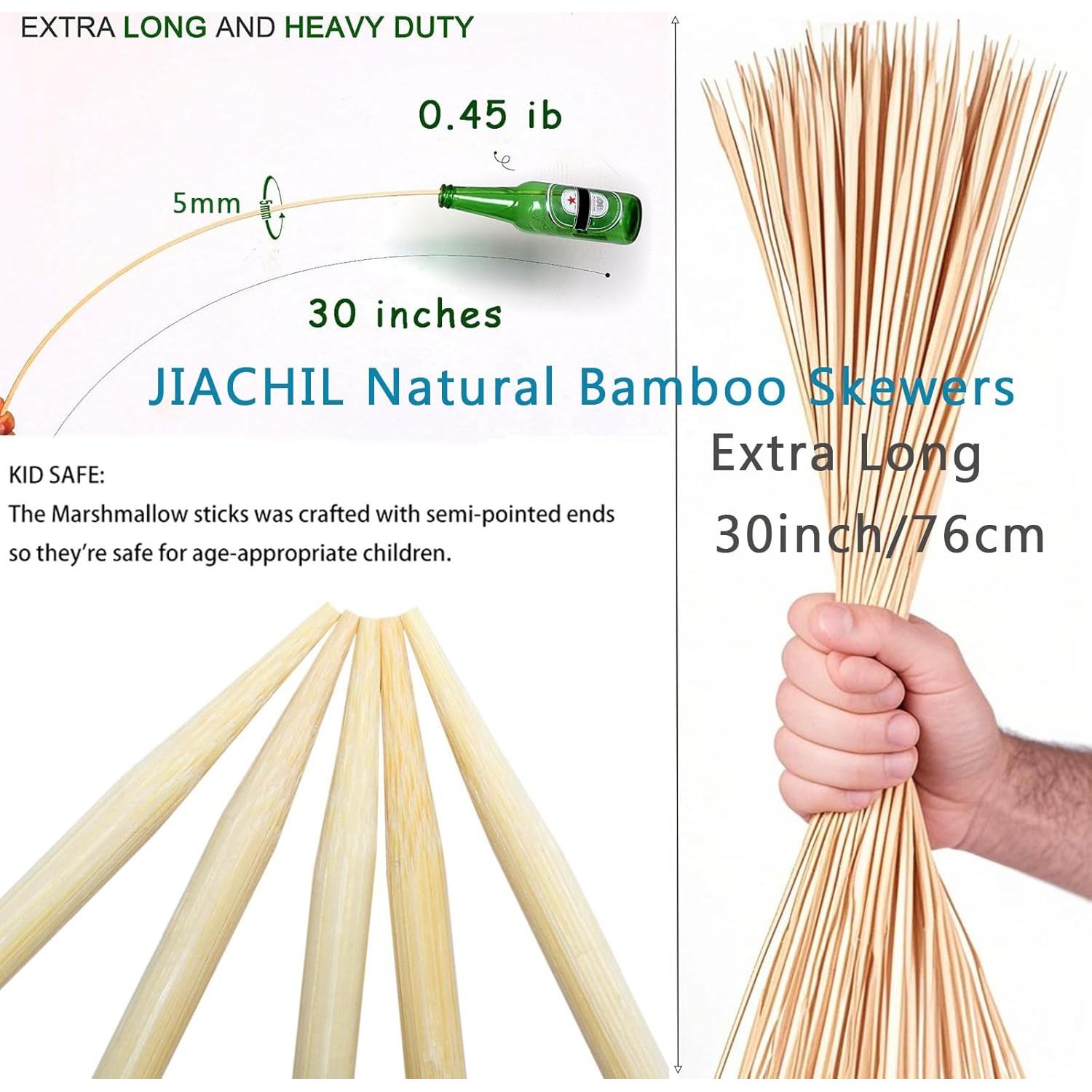 Pinchos de Bambú Natural 76 cm Gruesos 5mm para BBQ y Camping