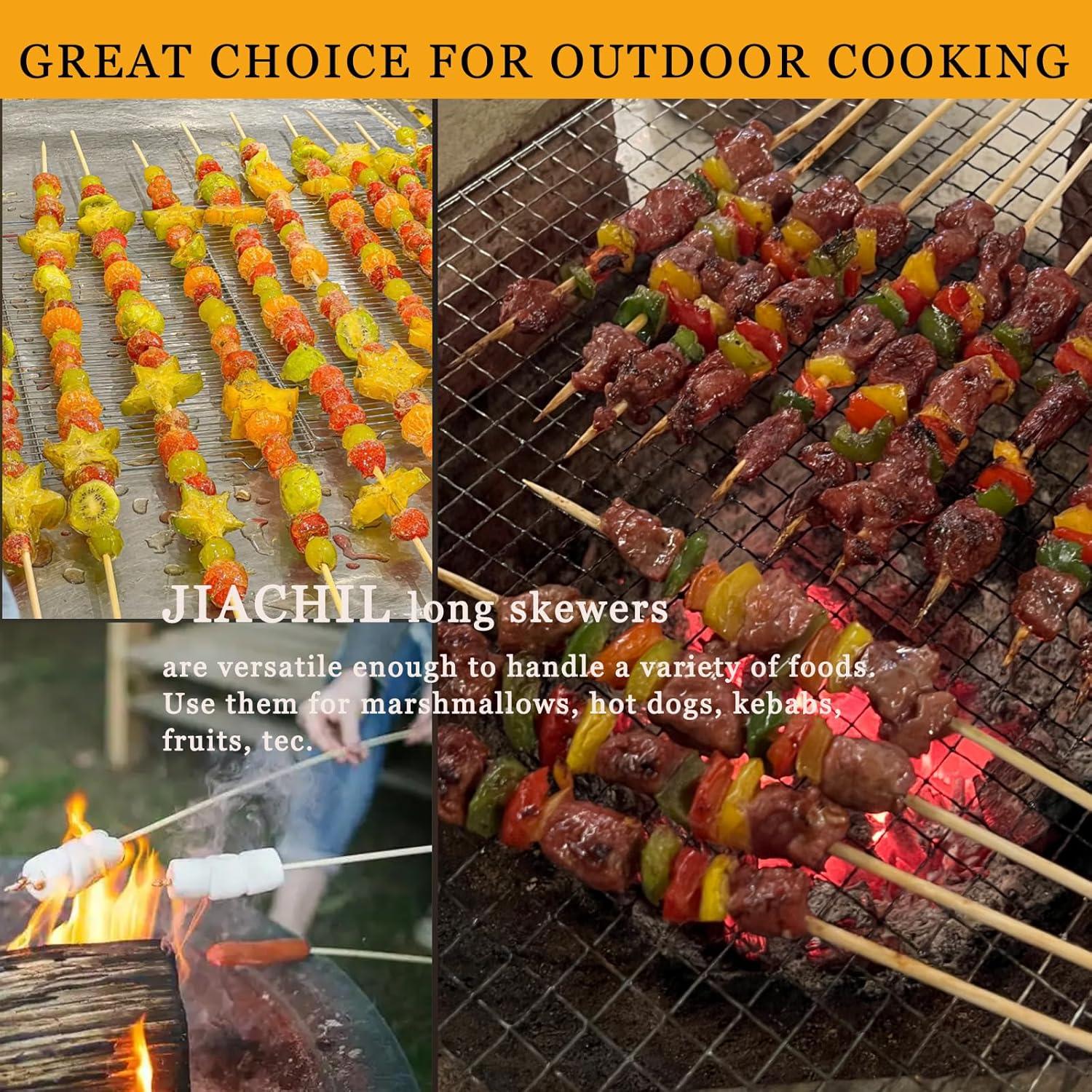 Pinchos de Bambú Natural 76 cm Gruesos 5mm para BBQ y Camping