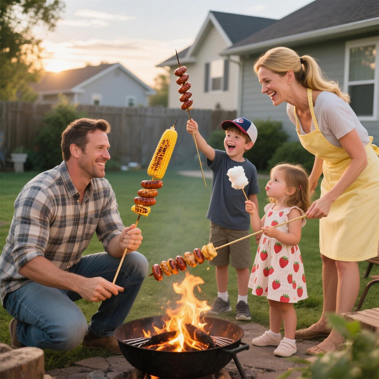 Pinchos de Bambú Natural 76 cm Gruesos 5mm para BBQ y Camping