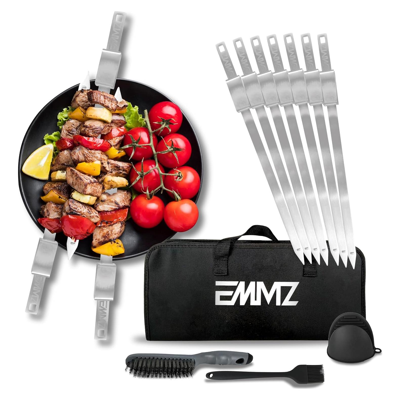 Set de 10 Pinchos de Acero Inoxidable 42 cm para BBQ