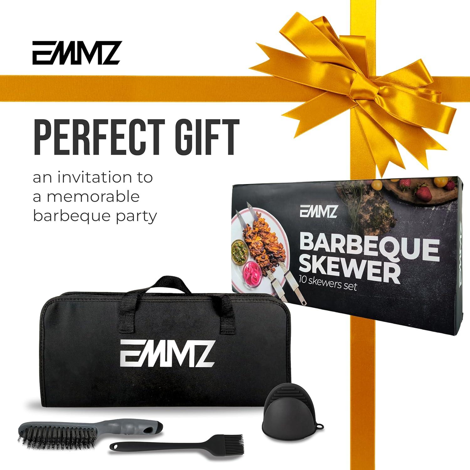 Set de 10 Pinchos de Acero Inoxidable 42 cm para BBQ