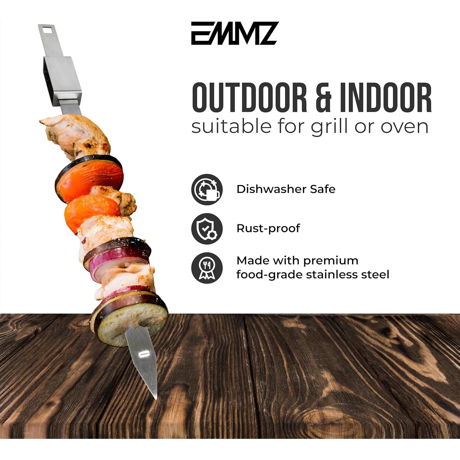 Set de 10 Pinchos de Acero Inoxidable 42 cm para BBQ