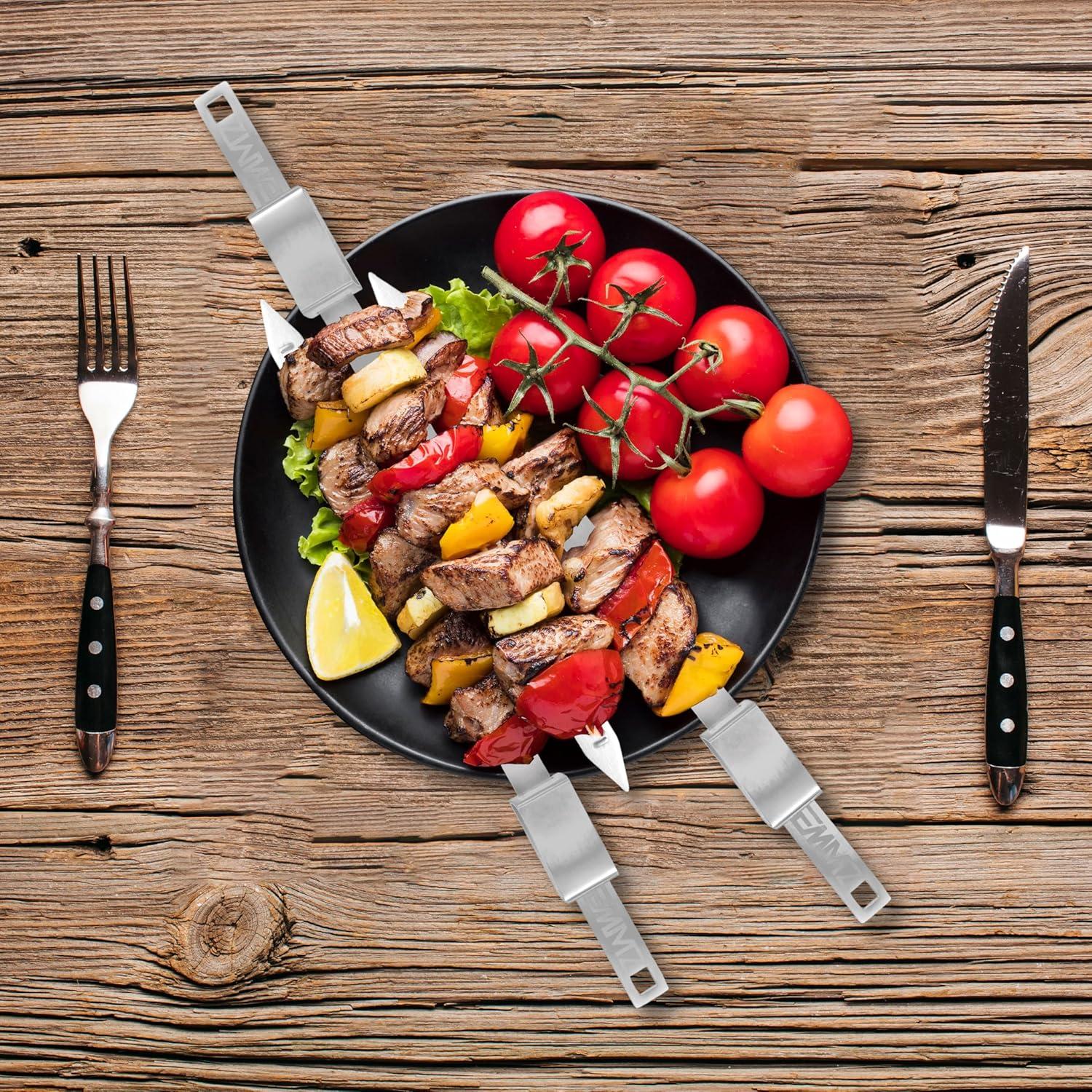 Set de 10 Pinchos de Acero Inoxidable 42 cm para BBQ