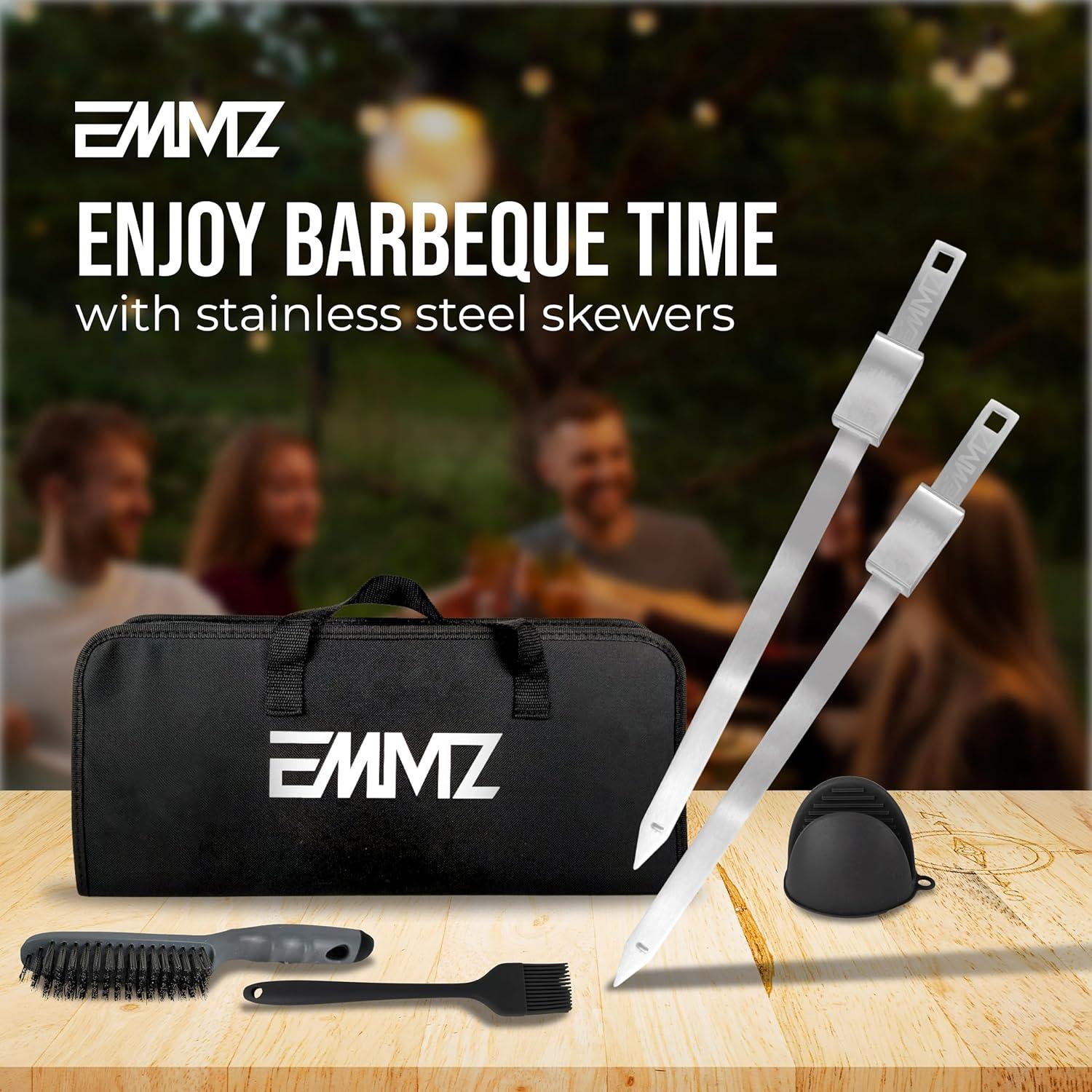 Set de 10 Pinchos de Acero Inoxidable 42 cm para BBQ