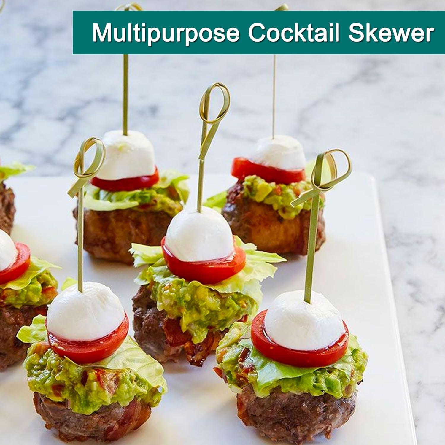 200 Palillos de Cóctel de Bambú con Nudo 11.9 cm - Amovvita