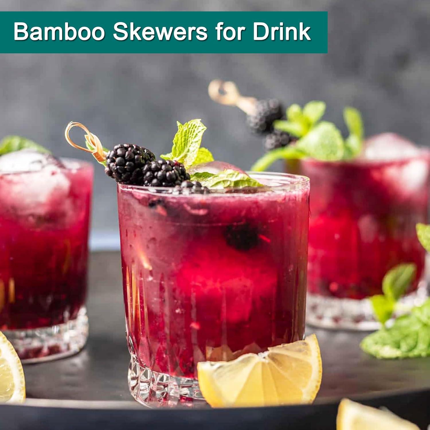 200 Palillos de Cóctel de Bambú con Nudo 11.9 cm - Amovvita