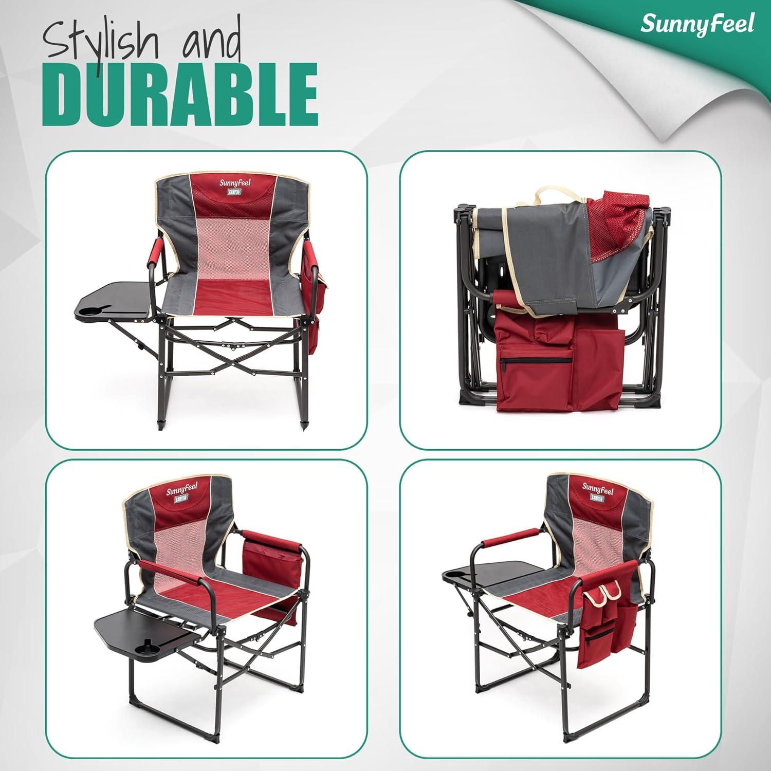 Silla de Camping Plegable SUNNYFEEL AC3008F Roja Resistente