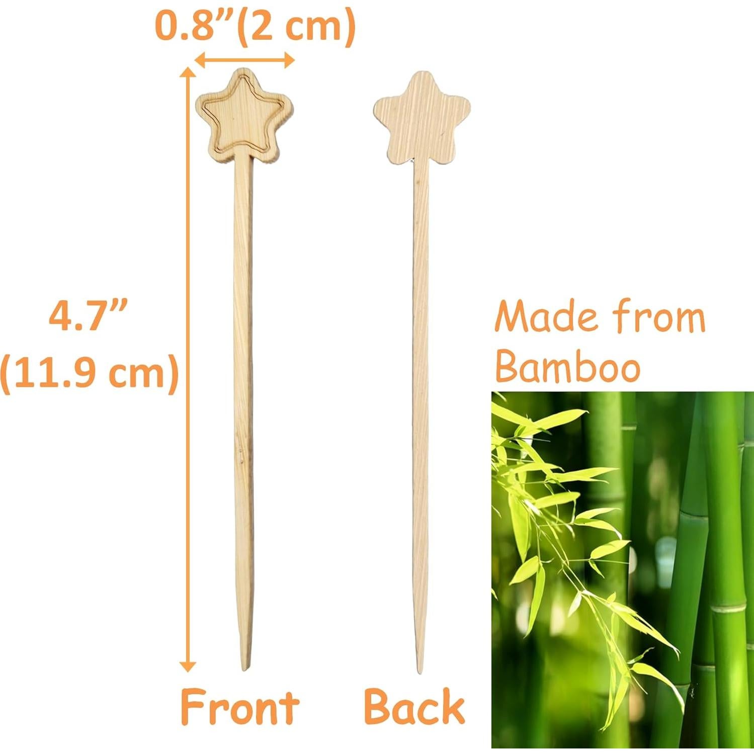 Pinchos de Bambú Estilo Estrella BusyPet - 50 Piezas 11.94 cm