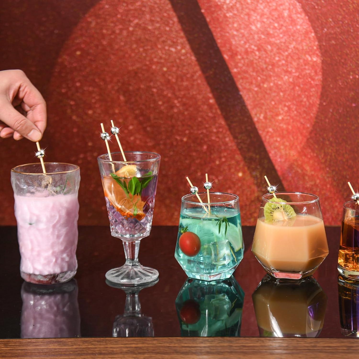 100 Palillos de Cóctel de Madera Plateados 11.94 cm para Aperitivos