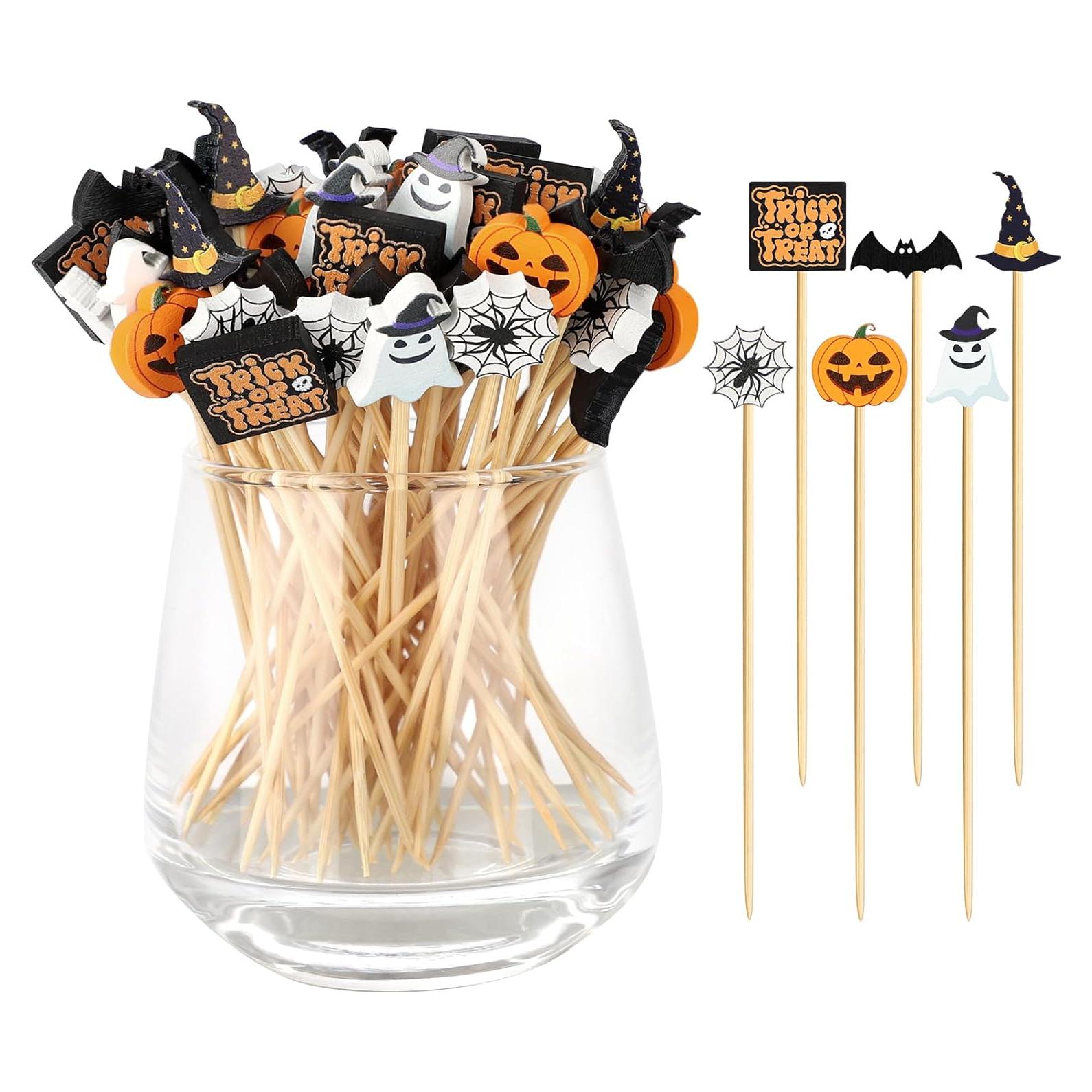 120 Palillos de Cóctel de Halloween Vicuna R - 11.94 cm - 8 Diseños